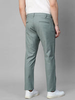 Genips Men's Sea Green Cotton Stretch Caribbean Slim Fit Self Design Trousers