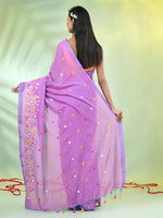 All Over Thread Floral Embroidery Violet Cotton Saree-MA62CT33610069