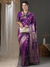 Saree Mall Women's  Blend Purple Woven Design Designer Saree With Blouse Piece-18PAKHI1902