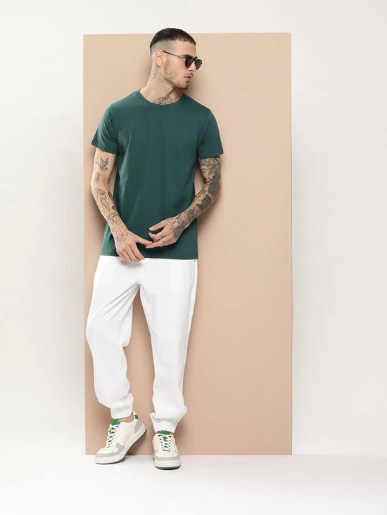 Difference Of Opinion Men's Dark Green Plain T-Shirt