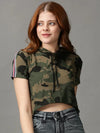 Women's Grey Printed Crop Top-AE-10514-Taupe