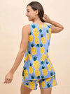 Kurta Shorts Set in Blue and Yellow Pineapple Print