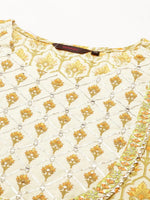 Women's Beige Printed Anarkali Kurta-GW-211-Cream