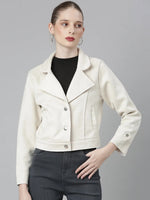 Women Cream Solid Tailored Jacket-CHN-9031-Cream