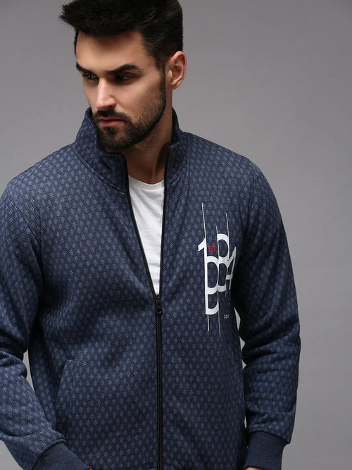 Men Blue Printed Sweatshirt-OTSS-17-Navyblue