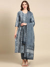 Women's Grey Printed Kurta Set-SKC-1009-Grey