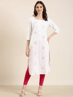 Women Off White Printed Straight Kurta-NJ-3681380-Offwhite