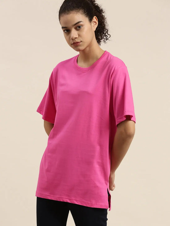 Dillinger Pink Solid Oversized T-Shirt-DLWOP001FSR-XS