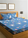 Home Sizzler 144TC Microfibre Blue Double Bedsheet With 2 King Size Pillow Covers-HSDBS004083