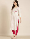 Women Off White Floral Straight Kurta-AT-A776-K-Offwhite