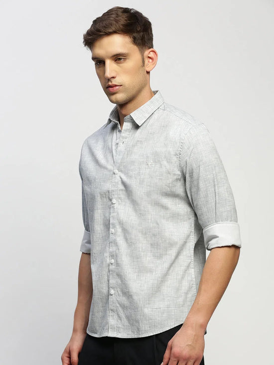 Men Grey Printed Shirt-HEPTAGON-1779-Grey