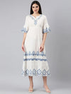 Women White Printed A-Line Dress-ON-008-White