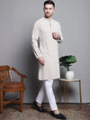 Sequin Embroidered Pure Cotton Kurta with Pyjamas-JOKP-P-5005Beige