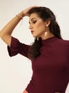 Veni Vidi Vici Maroon Frilled Sleeve Top