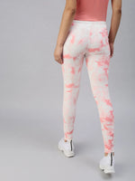 Women's White Tie Dye Track Pants-AF-1772-Whitepink