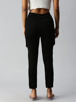 Women's Black Solid Denim Jeans-IM9829-Black