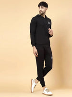 Rigo Black Text Print Tracksuit-TRKSET1008-L