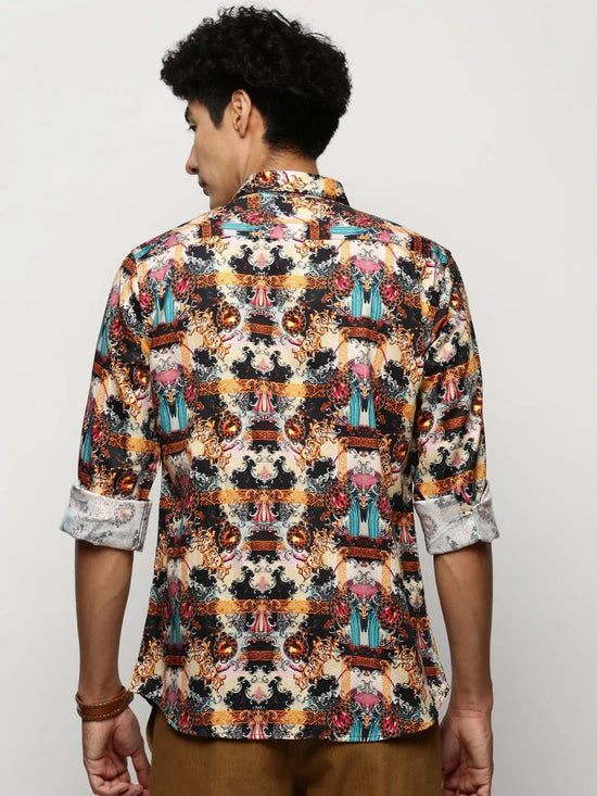 Men Black Printed Shirt-PRISM-M204-1613-Black