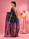 Black Cotton Blend Handwoven Saree With Nakshi Designs-MA51BCT431380013