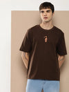 Difference of Opinion Brown Graphic Oversized T-Shirt-DOOVR209CHO-S