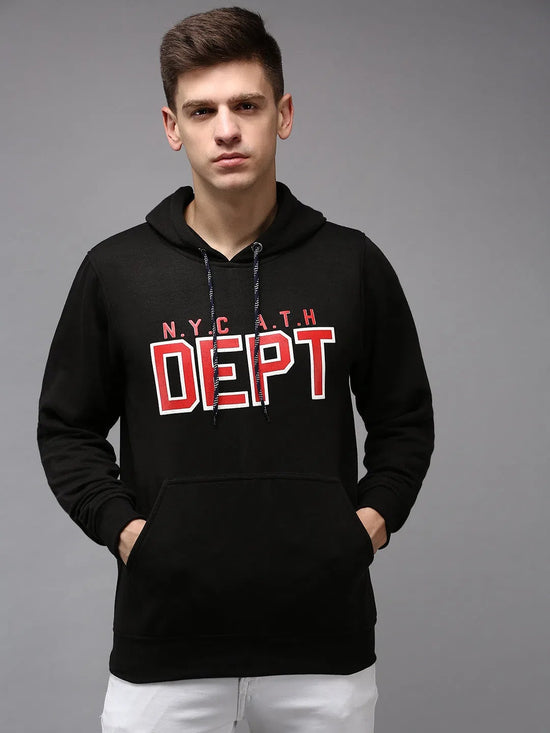 Men Black Solid Sweatshirt-S-407-Black