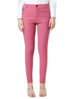 Smarty Pants Women's Cotton Lycra Ankle Length Pink Formal Trouser