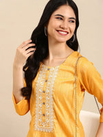 Women's Yellow Printed Straight Kurta-SKC-3375-Yellow