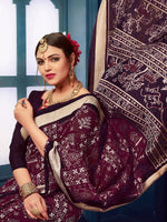 Saree Mall Women's Bhagalpuri  Burgundy Printed Designer Saree With Blouse Piece-13WOM13910B