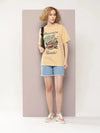 Dillinger Beige Graphic Oversized T-Shirt-WMNCR496BGE-XS