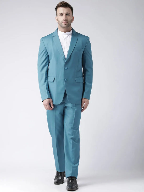 Hangup Men Standard Solid Men Formalwear-TealBlazer