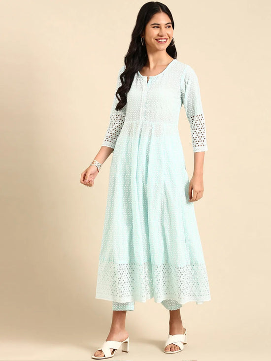 Women's Blue Solid Kurta Set-UB-2618-Blue