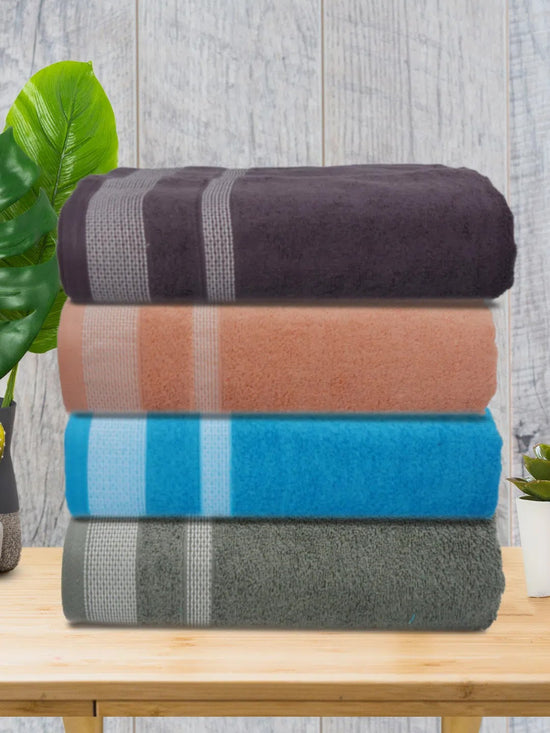 Athom Living Premium Cotton Bath Towel Pack of 4-PER-CDEF