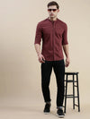 Men Maroon Checked Casual Shirt-LAVINIA-1111-Maroon