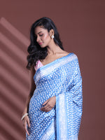 Sapphire Blue Silk Soft Saree With Texture Print-MA60BSL01400065