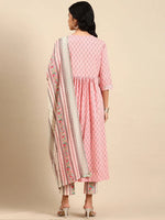 Women's Pink Printed Kurta Set-GW-412-Pink