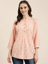 Women Peach Floral Straight Kurti-NJ-3642299-Peach