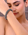 Rhodium-Plated Contemporay Oxidized Cuff Bracelet-VOJ373