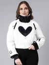 Women Solid White Crop Puffer Jacket-6402-White