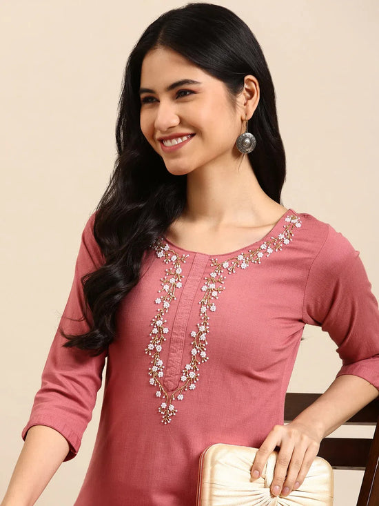 Women's Pink Solid Kurta Set-SKC-3310-Pink