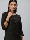 Women's Black Printed Straight Kurta-CR1445-Black