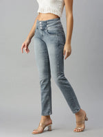 Women's Grey Solid Denim Skinny Jeans-CR-7823-Grey