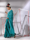 Teal Cotton Saree Wih Zari Border-MA55CT06540006