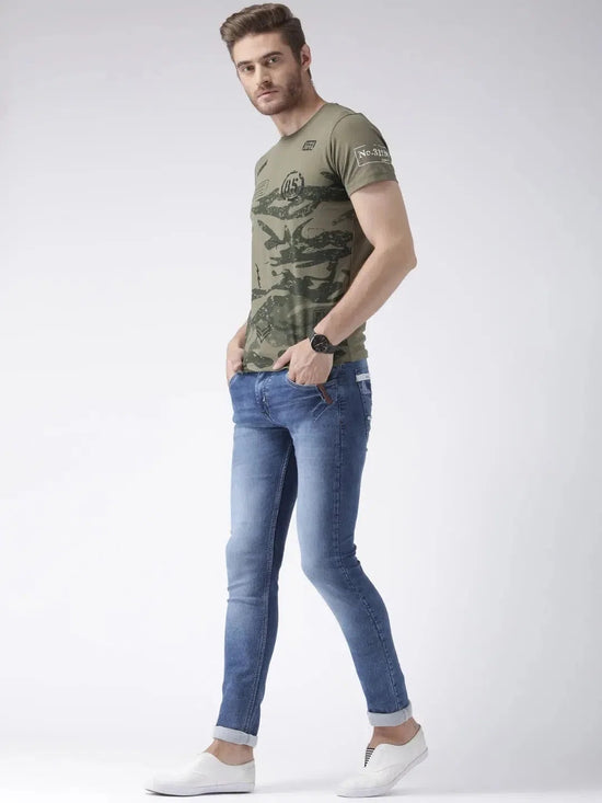 Hangup Men Slim Solid Jeans & Trousers-StoneWashJeans