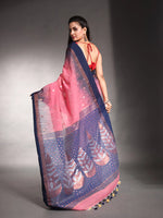 Bubblegum Pink Cotton Soft Saree With Ikkat Style-MA54BCT041400018