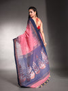 Bubblegum Pink Cotton Soft Saree With Ikkat Style-MA54BCT041400018