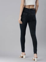 Women's Blue Solid Denim Skinny Jeans-GZ-5158C-Blue