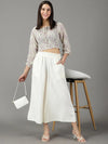 Women's Off White Solid Culottes-AE-1118-Offwhite