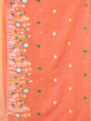 All Over Thread Floral Embroidery Orange Cotton Saree-MA62CT33610080