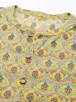 Women's Yellow Printed Straight Kurta-RF-9703-Yellow