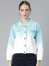 Women Blue Ombre Denim Jacket-AE-0003-Blue